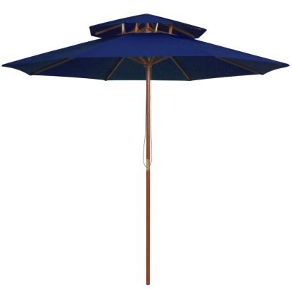 Umbrelă de soare dublă, stâlp din lemn, albastru, 270 cm GartenMobel Dekor