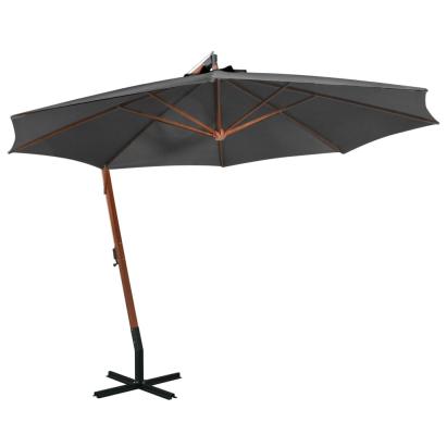 Umbrelă în consolă cu stâlp, antracit, 3,5x2,9 m, lemn de brad GartenMobel Dekor
