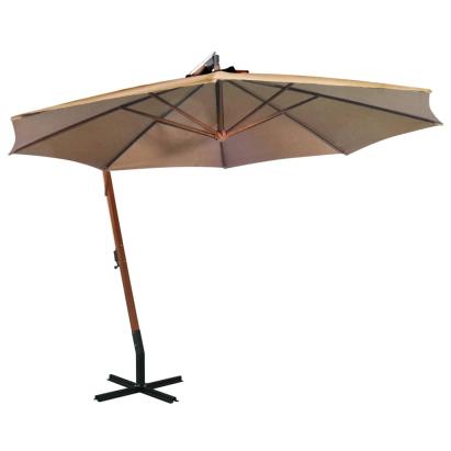 Umbrelă suspendată cu stâlp, gri taupe, 3,5x2,9 m, lemn de brad GartenMobel Dekor