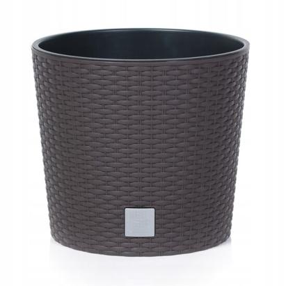 Ghiveci decorativ de flori, Prosperplast, Rato Round, rotund, maro, imitatie ratan, 25x22.4 cm GartenVIP DiyLine
