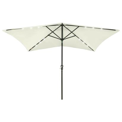 Umbrelă de soare cu stâlp din oțel & LED-uri, nisipiu, 2x3 m GartenMobel Dekor