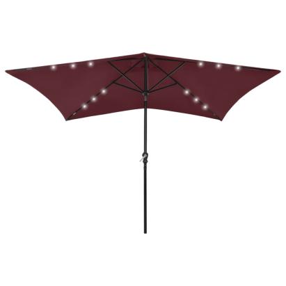 Umbrelă de soare cu stâlp din oțel & LED-uri, roșu bordo, 2x3 m GartenMobel Dekor