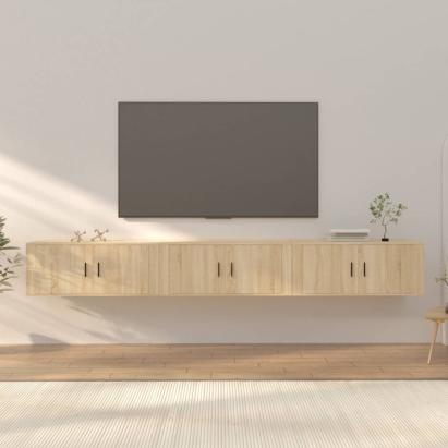 Dulapuri TV montate pe perete 3 buc stejar sonoma 100x34,5x40cm GartenMobel Dekor
