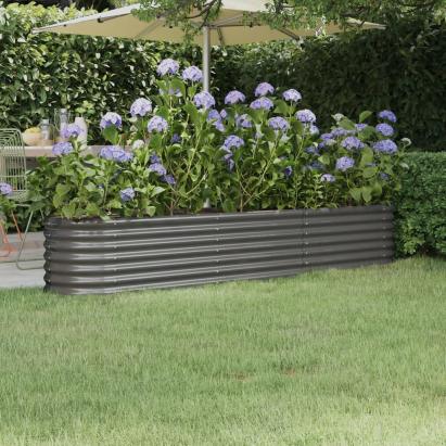 Strat înălțat grădină gri 224x40x36cm oțel galvanizat GartenMobel Dekor