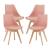 Set 4 scaune dining roz cu șezut tapițat din piele ecologică