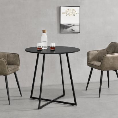 Masă de bucătărie rotundă Vaggeryd, neagră, 80 cm, [en.casa]