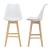 Set 2 scaune de bar albe cu spătar și picioare din lemn de fag