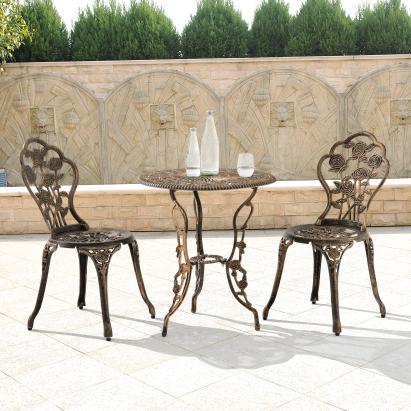 Set mobilier de grădină Wakefield cu masă rotundă și 2 scaune, bronz