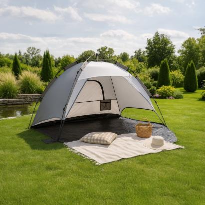 Cort de plajă pop-up Mullsjö, 2 persoane, 215x135x140 cm, gri
