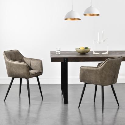 Scaun dining Birmingham taupe cu brațe, tapițat, stil modern
