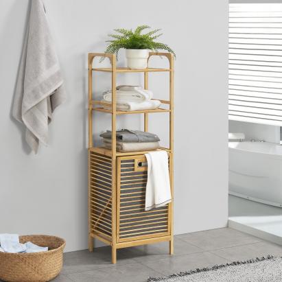 Raft pentru rufe din bambus Tidaholm cu coș detașabil, 118x39,5x30,5 cm