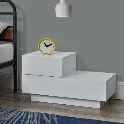Nachttisch Sebokeng 38x70x35 cm mit Schublade oben links Weiß Matt en.casa