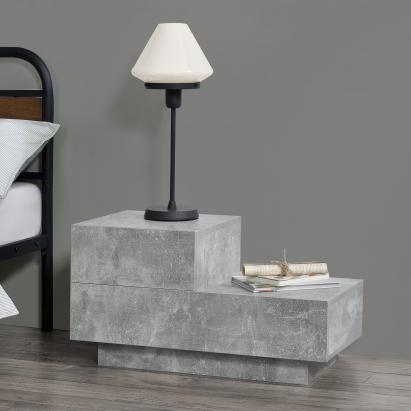 Noptieră Sebokeng cu 2 sertare, finisaj beton, 70x38x35 cm