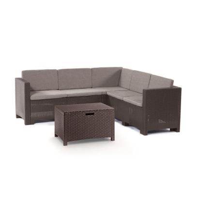 Set colț mobilier de grădină Leziter City, maro, 5 locuri