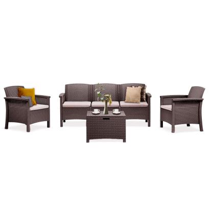Set mobilier de grădină Venus, 5 locuri, efect ratan, maro