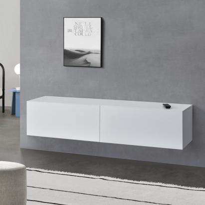 Comodă TV suspendată Evaton 140x33x30 cm alb mat cu 2 uși