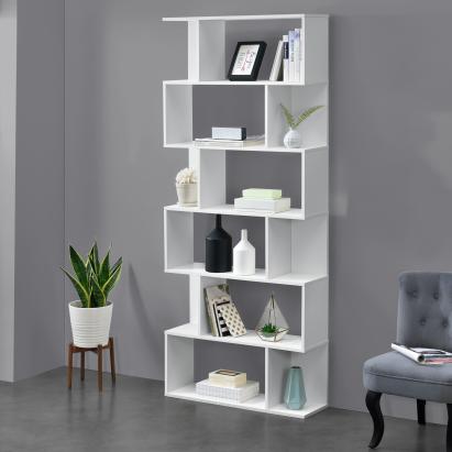 Bibliotecă Borrby albă 192x80x24 cm, design modern, en.casa