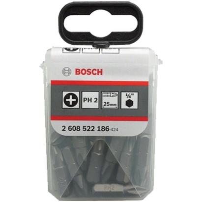 Set 25 biti Bosch PH2 25 mm, 1/4 inch, Extra Hard, pentru uz universal