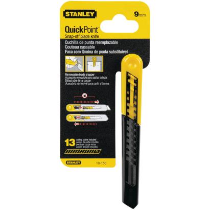 Cutter Stanley QuickPoint 9 mm, 130 mm, cu lamă segmentată