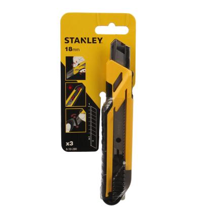 Cutter universal Stanley 18 mm cu 3 lame de rezerva si auto-blocare