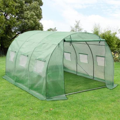 Solar tunel de grădină 300x300x200 cm cu 6 ferestre și ușă rulabilă