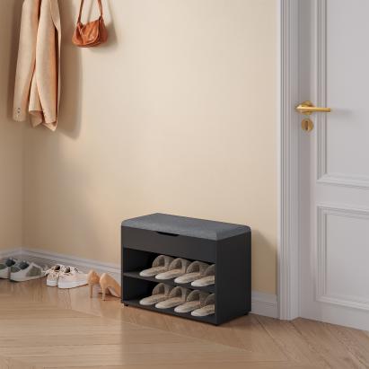 Schuhbank Gentofte 60x30x46cm Schwarz/Grau en.casa