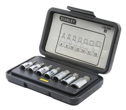 Trusă tubulare imbus Stanley 1/2, 7 piese, cap HEX, 6-19 mm