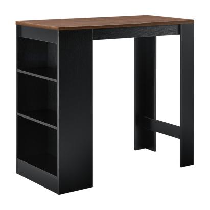 Masă de bar Kouvola cu 3 rafturi, negru și aspect nuc, 110x50x103 cm