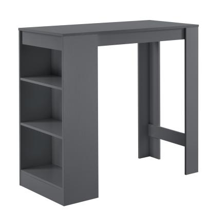 Masă de bar Kouvola cu 3 rafturi și spații depozitare, 110x50x103 cm, gri închis