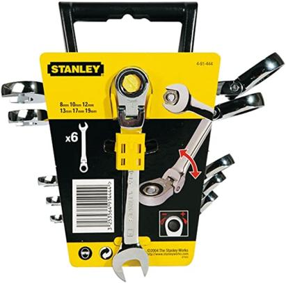 Set 6 chei combinate cu clichet articulate Stanley, 8-19 mm