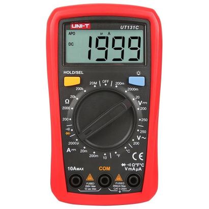Multimetru digital UNI-T UT131C cu măsurare temperatură și afișaj LCD