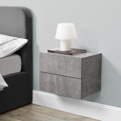 Noptieră suspendată Ampfing cu 2 sertare, aspect beton, [en.casa]
