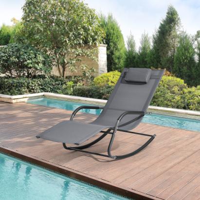 Sonnenliege Caracena 2er Set 147x63x89cm Schaukelliege Dunkelgrau en.casa