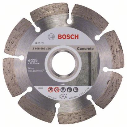 Disc diamantat Bosch Standard pentru beton, 115 x 22,23 x 1,6 x 10 mm