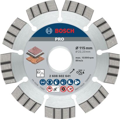 Disc diamantat Bosch Pro pentru piatră 115x22,23 mm, segment 12 mm