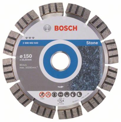 Disc diamantat Bosch Best pentru piatră 150 x 22,23 mm, segment 12 mm