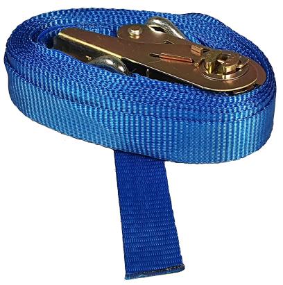 Chingă de ancorare 25 mm, 2 părți, 5 m, albastră, cu cârlige și clichet
