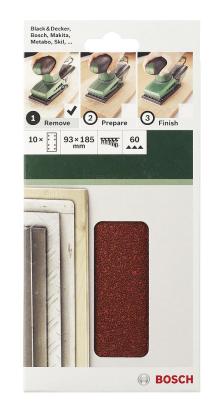 Set 10 foi abrazive Bosch 93x230 mm, granulație R40, 8 găuri