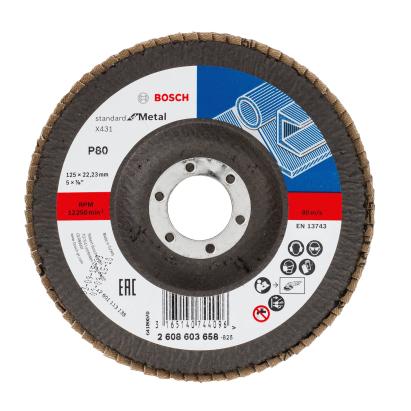Disc lamelar Bosch X431 pentru metal, 125 mm, alezaj 22,23 mm, P80