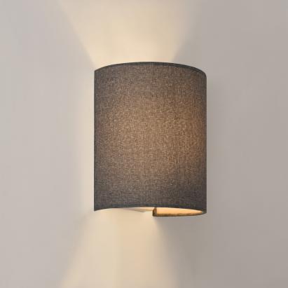 Aplică de perete Bruxelles gri din in, 1x E27, semirotundă, 20 cm