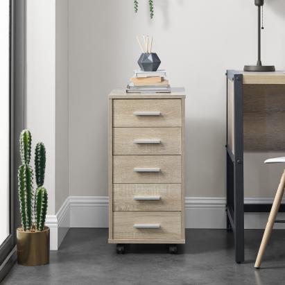 Corp mobil de birou Stockholm cu 5 sertare, stejar sonoma, 63x33x38 cm