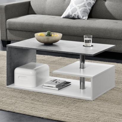 Couchtisch Haarlem 90x50x41 cm Betonoptik/Weiß [en.casa]