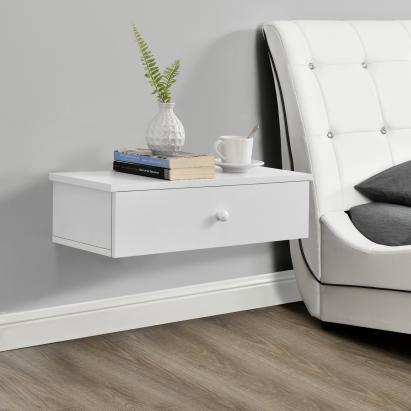 Wandregal Ringsted 60 x 24 x 12,6 cm mit Schublade Weiß en.casa