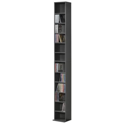 Raft CD Tynset cu 12 compartimente, gri închis, 175x20x20 cm