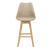Set 6 scaune de bar Lublin bej cu spătar și picioare din lemn