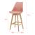 Set 4 scaune de bar Lublin roz cu spătar și picioare din lemn
