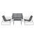 Set mobilier de grădină Palencia, 4 piese, gri închis/negru