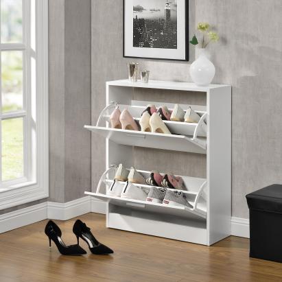 Pantofar Sykkylven alb 81x63x24 cm cu 2 clapete pentru 12 perechi