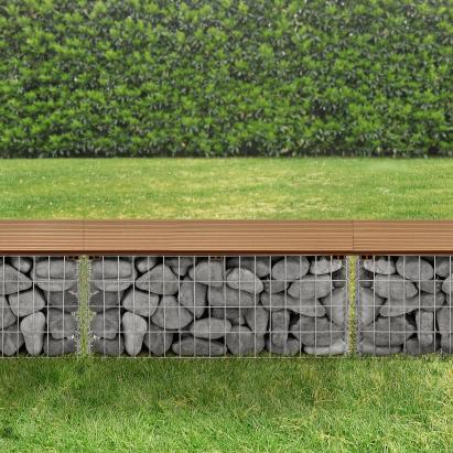 Bancă gabion din WPC, aspect teak, 100x30x45 cm, pro.tec