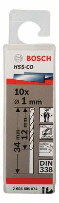Set 10 burghie pentru metal Bosch HSS-Co DIN 338, 1x12x34 mm